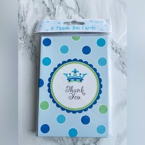 Set of 8 Green/Blue Thank You Cards & Envelopes for Boy Baby Shower or Birthday